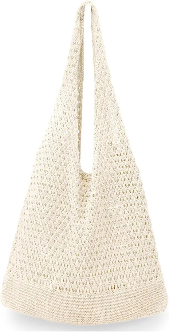 Crochet Beach Tote Bag – Boho Knit Summer Purse for Women